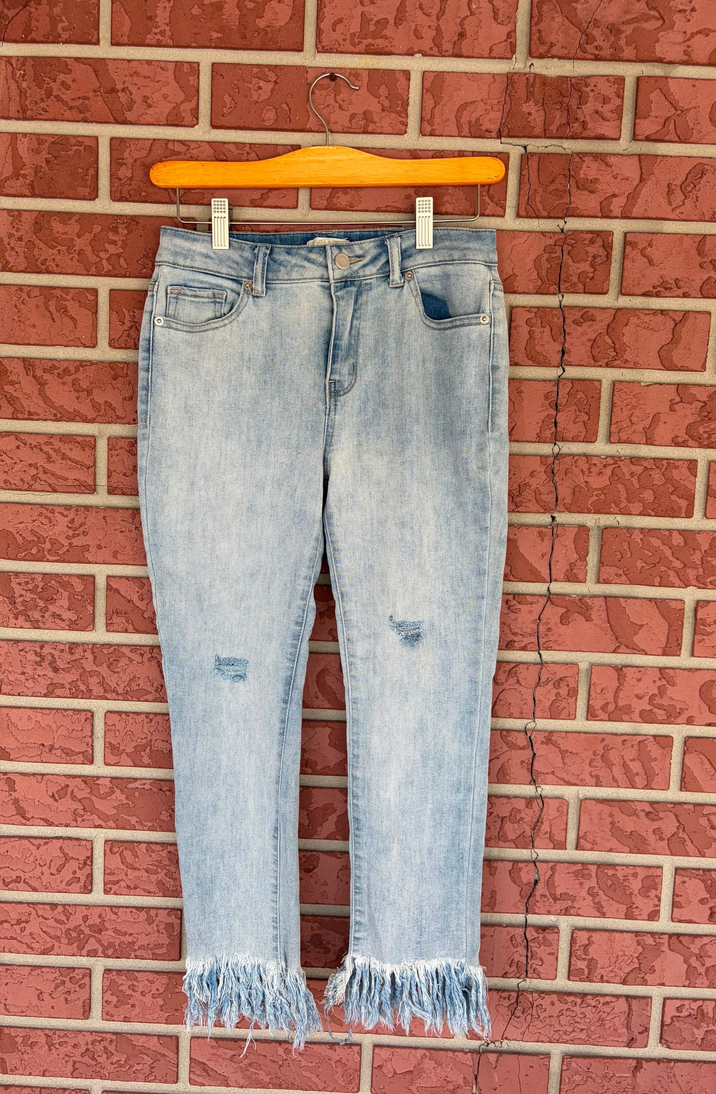 Chelsea & Violet Light Wash Fringe Jeans