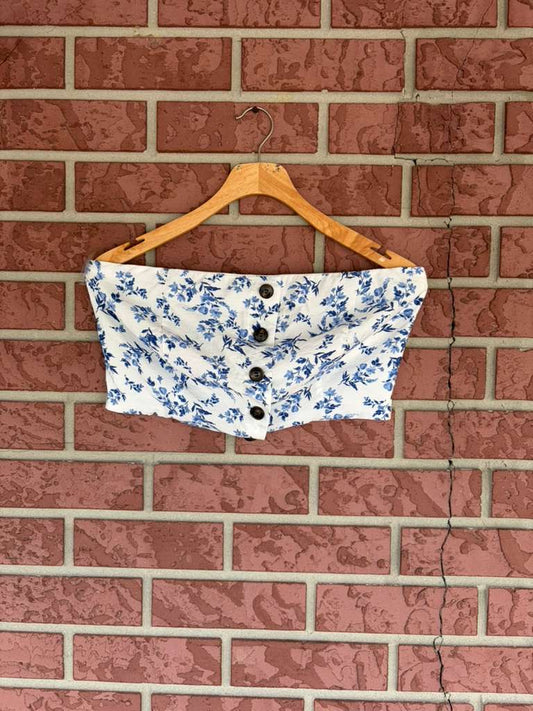 40041 TIMING blue floral tube top