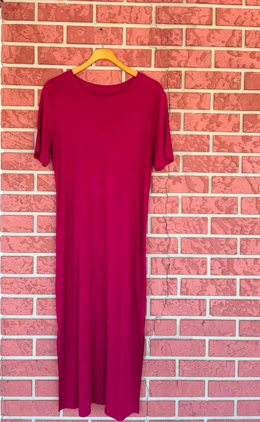 A New Day Dark Pink Ribbed Dress