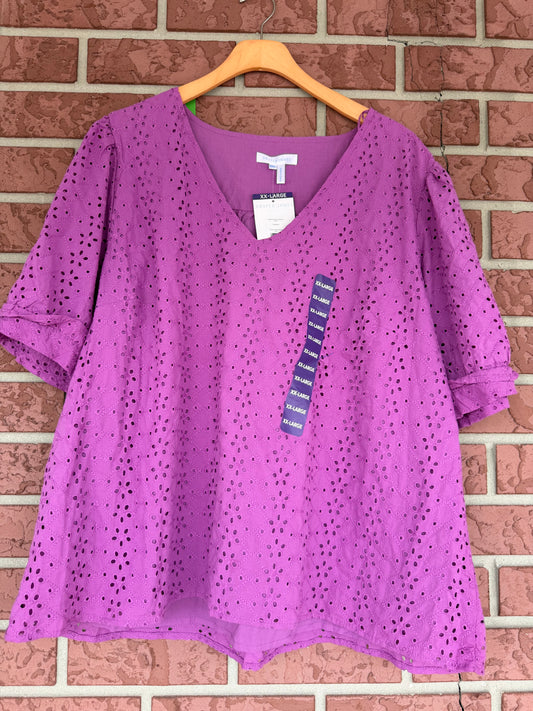 61139 Daper James Purple eyelets top