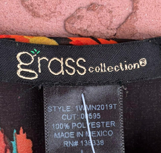 Grass Orange and Black Aztec Top