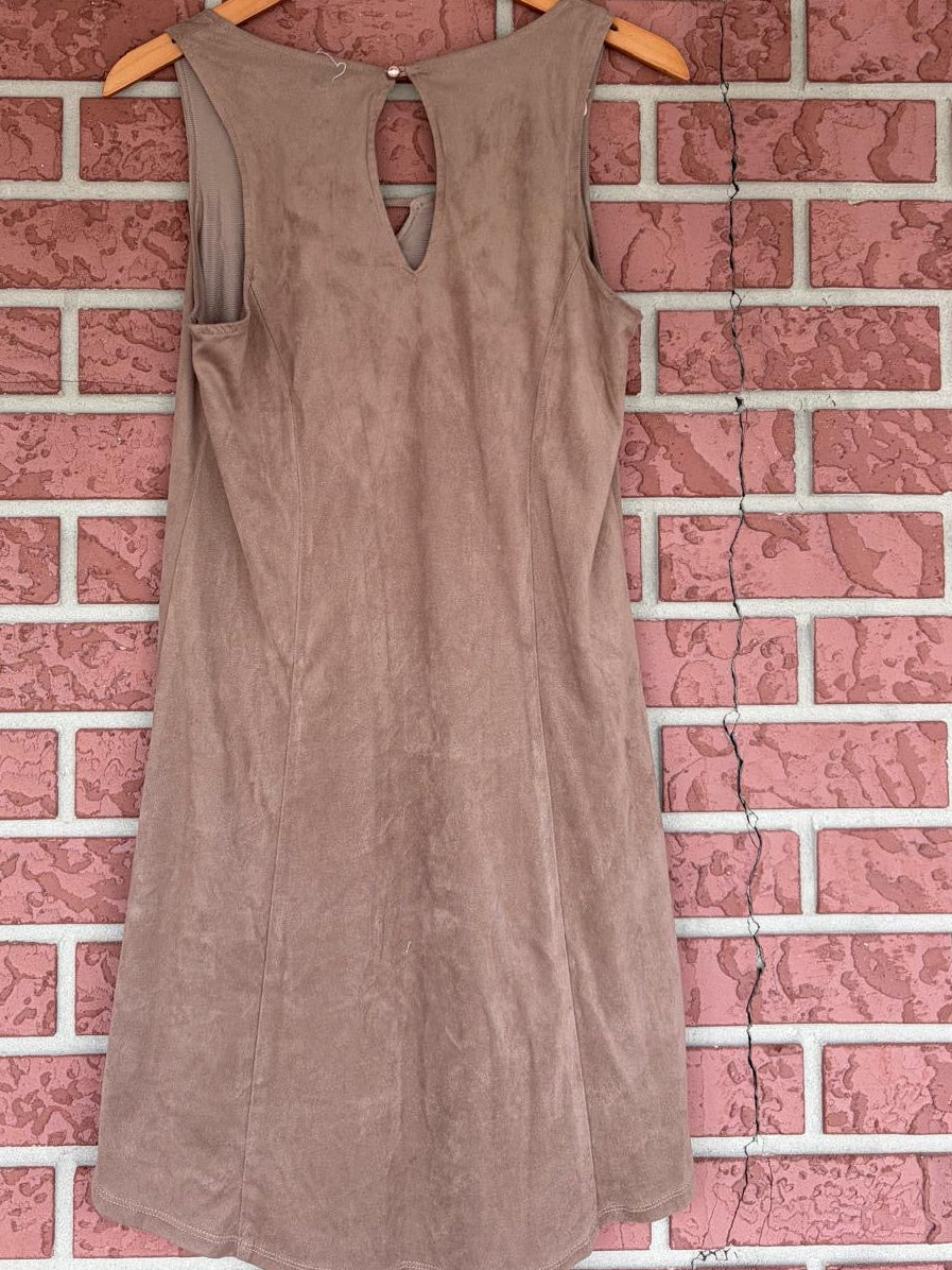 Eyeshadow brown pocket mini dress sleeveless ￼
