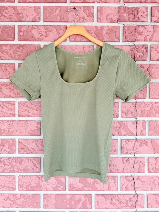 LoveStreak Green square neck top