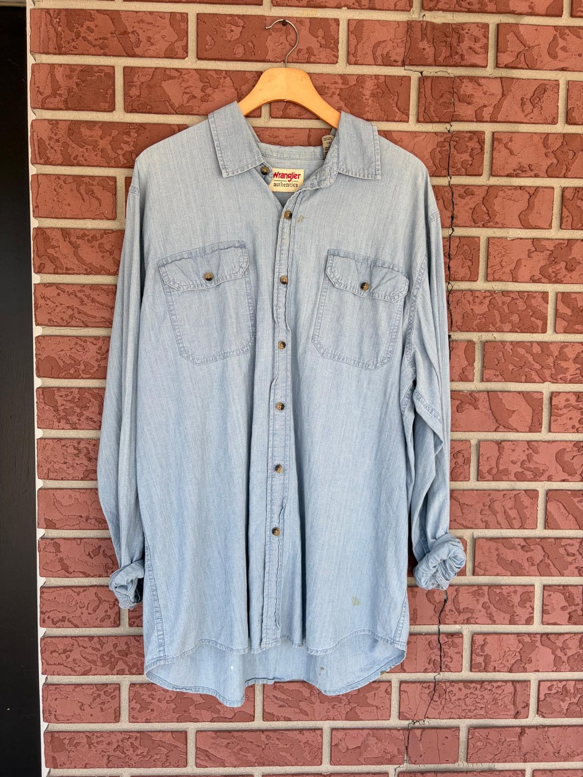 Wrangler blue denim button up