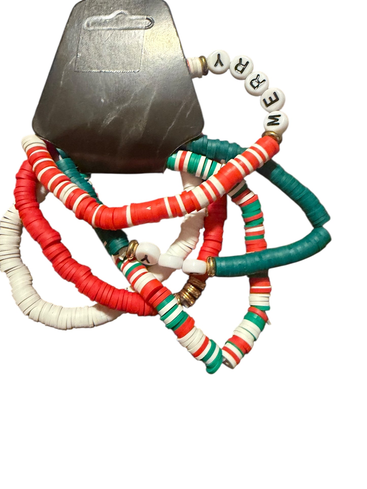 Merry Christmas bracelets stack