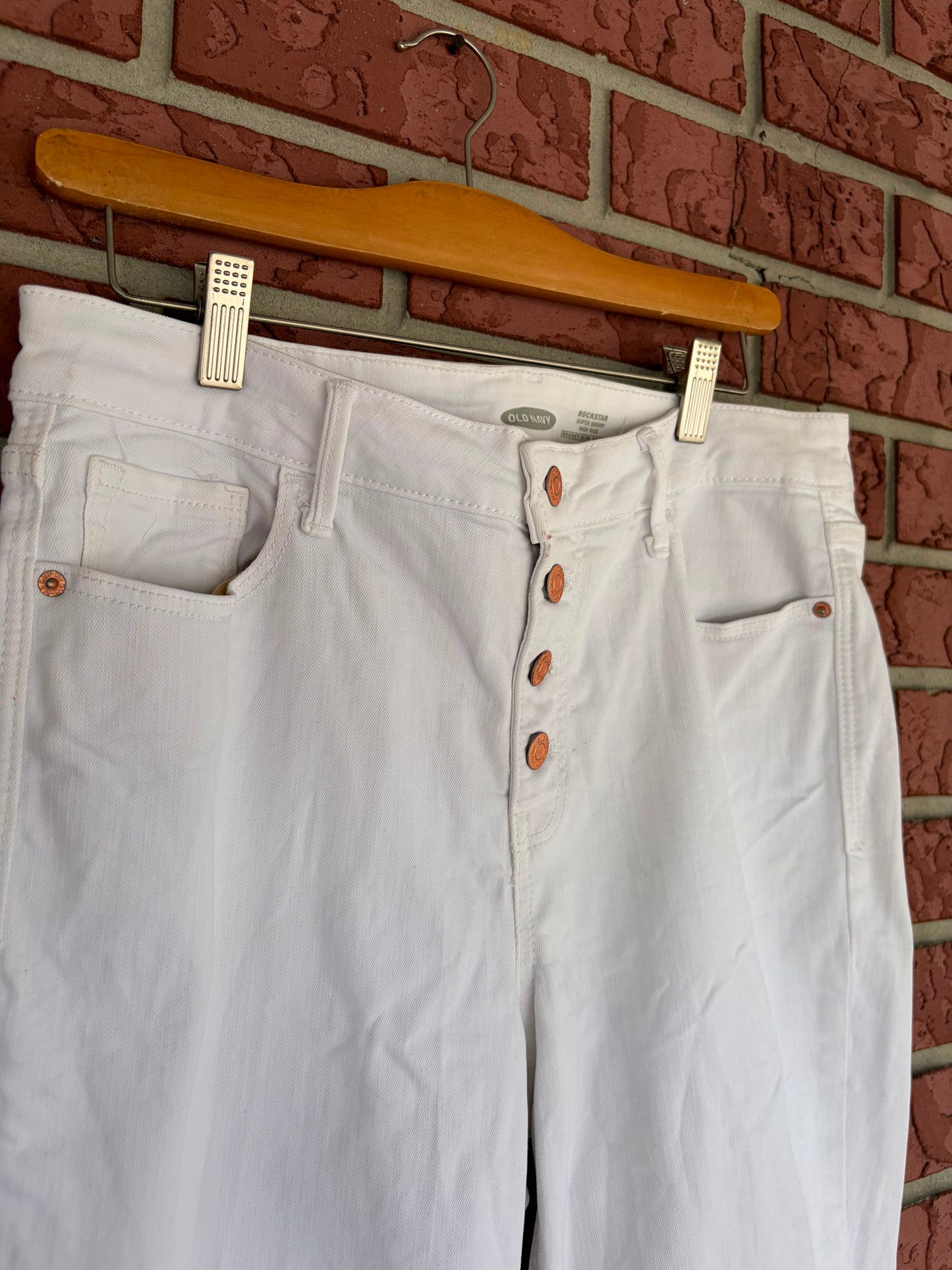 Old Navy Rockstar White Button Jeans