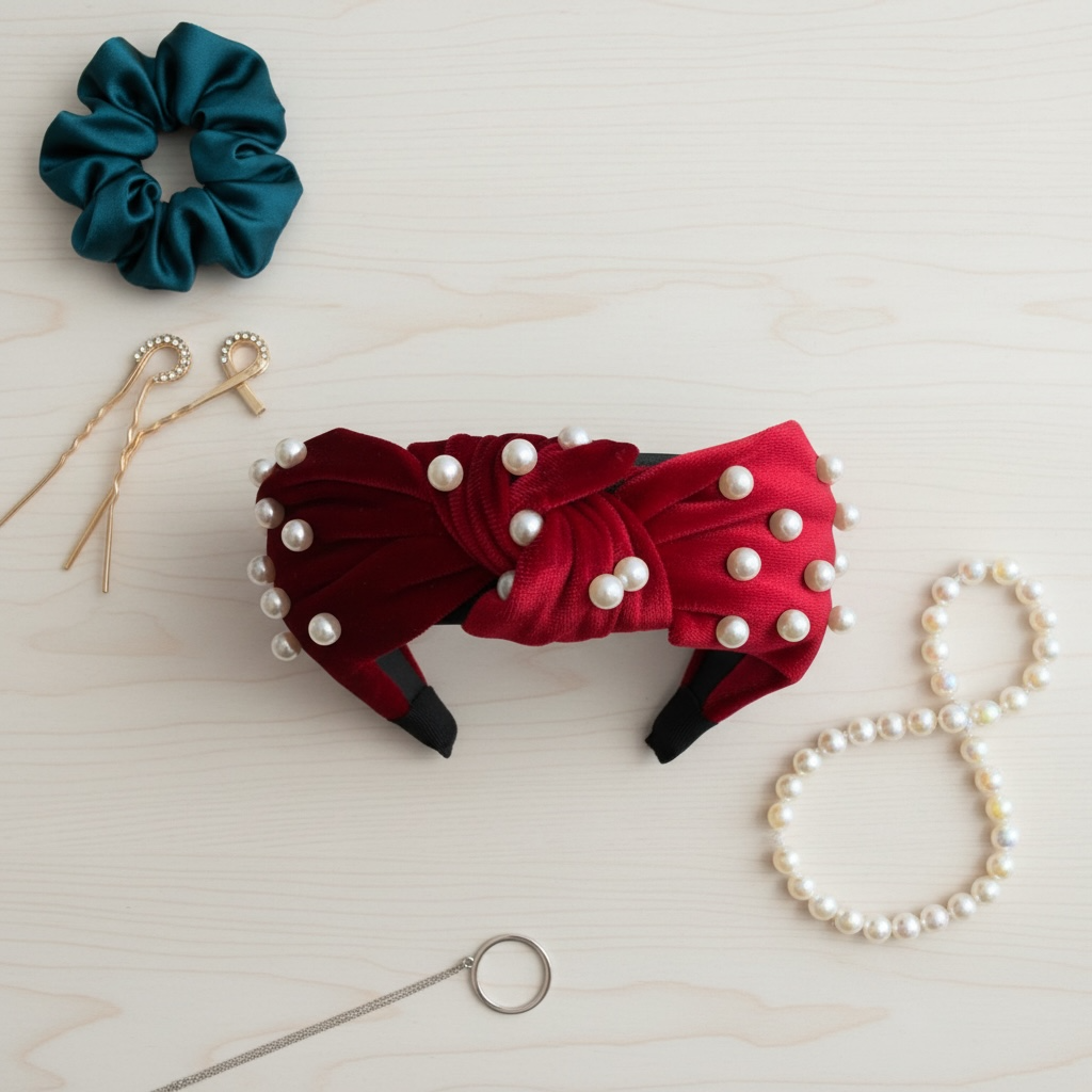Red faux Pearl headband