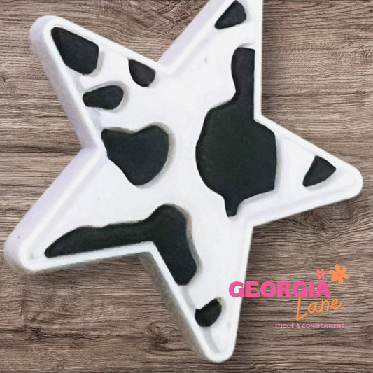 Cow Print Star Shoe Charm