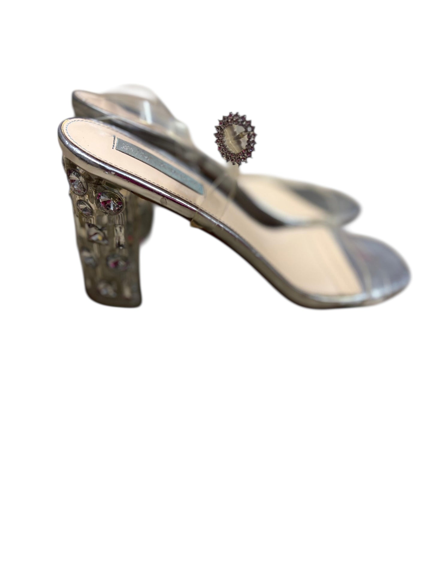 Jeweled heels silver clear straps