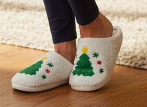 Christmas tree green slippers