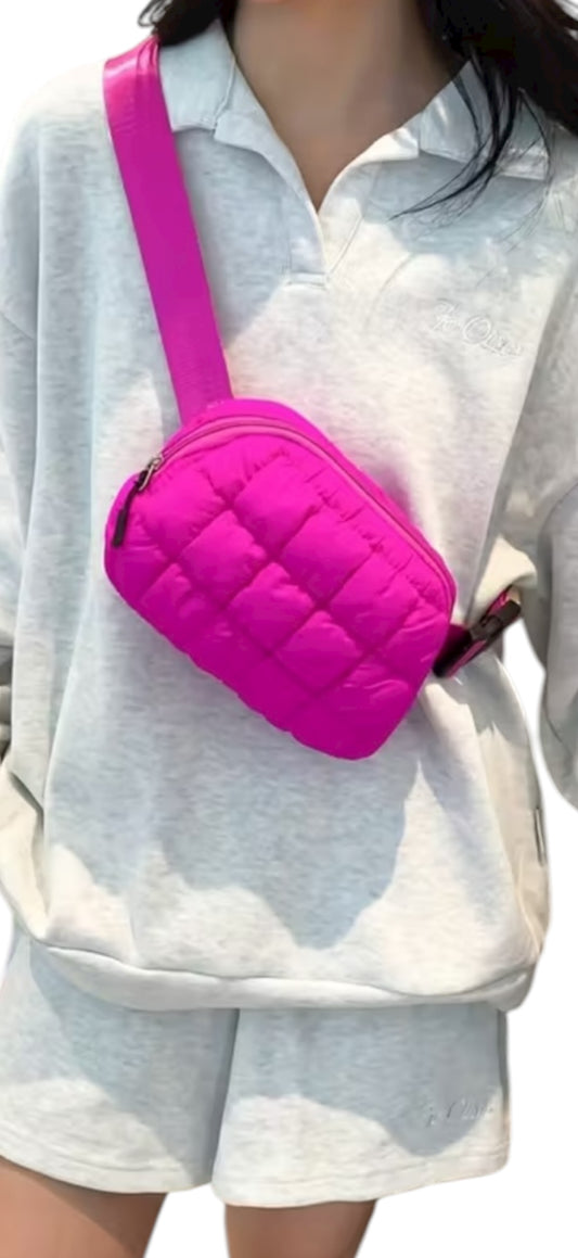 Quilted belted Hot Pink Bag