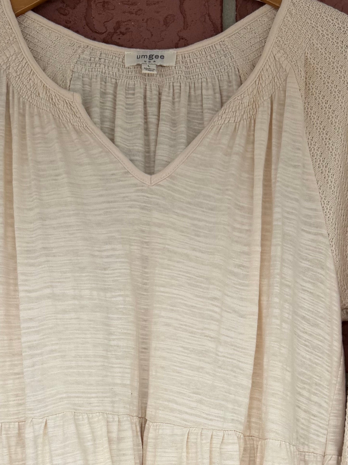 172 Umgee 3/4 sleeve cream dress