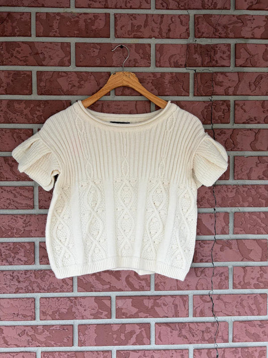 SHEIN White Crochet Sweater Top