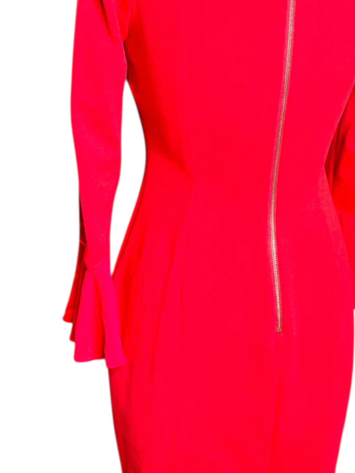 Calvin Klein red ruffle sleeve dress