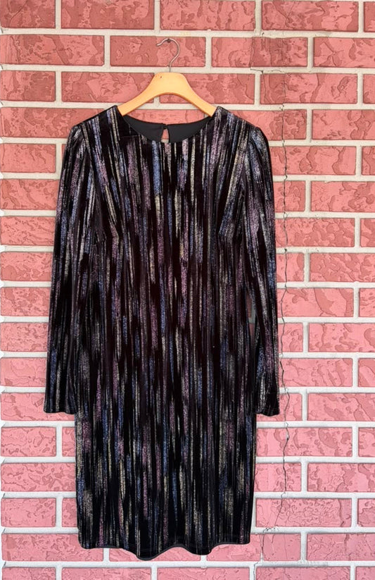 MSK Glitter Multicolor Velvet Long Sleeve Dress