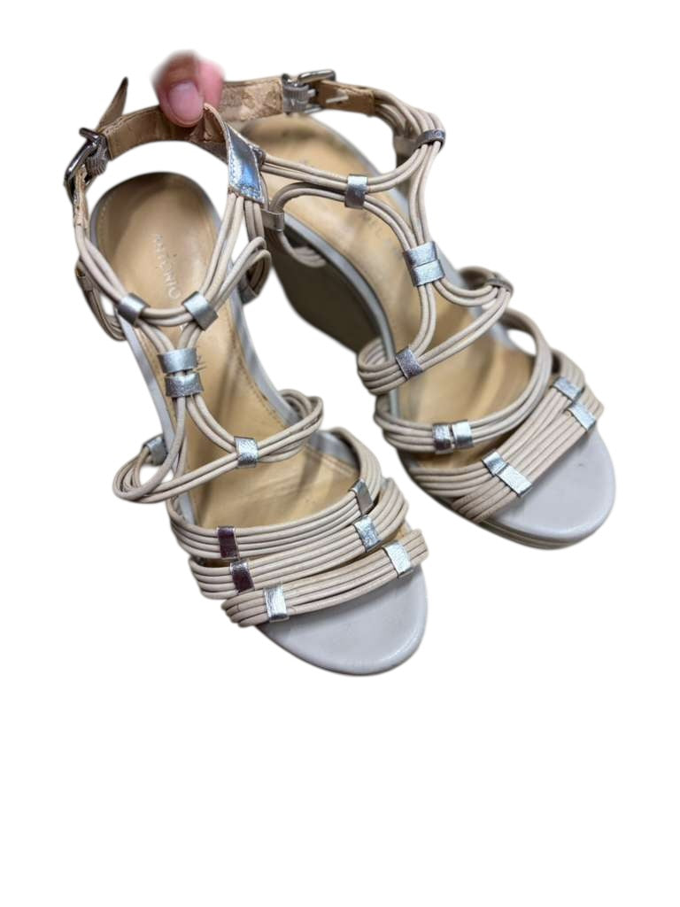 Antonio Melani tan wedge heels