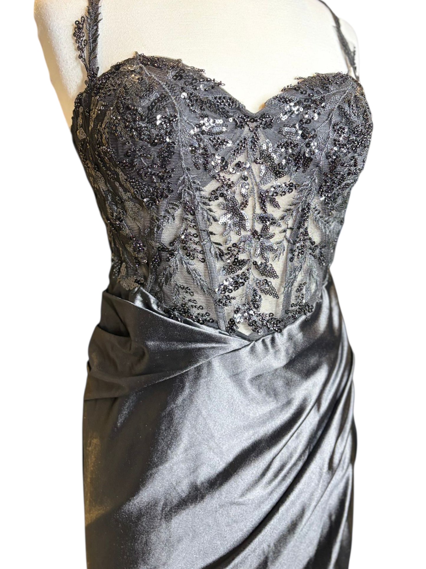 Formal pageant wear, black silky dress