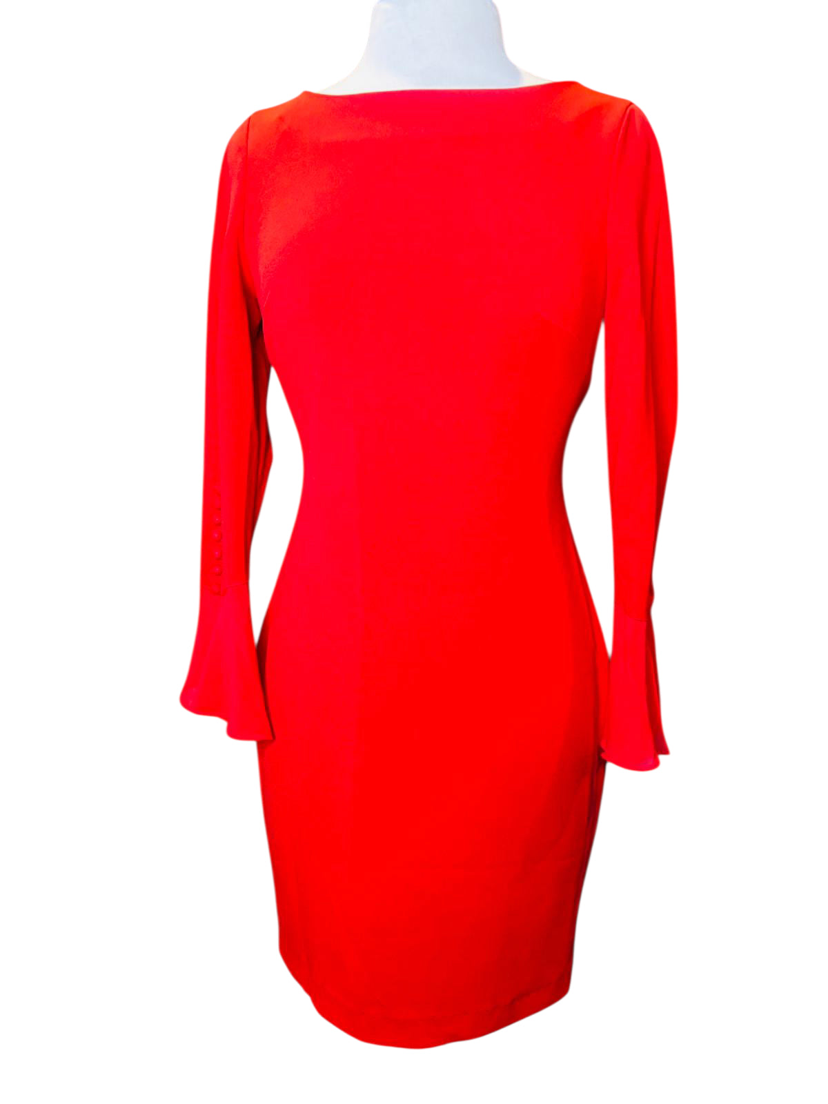 Calvin Klein red ruffle sleeve dress
