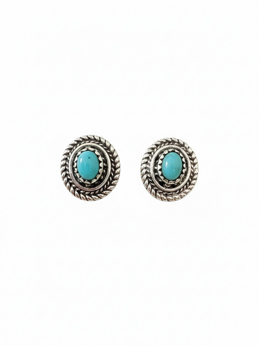 Turquoise western oval earrings