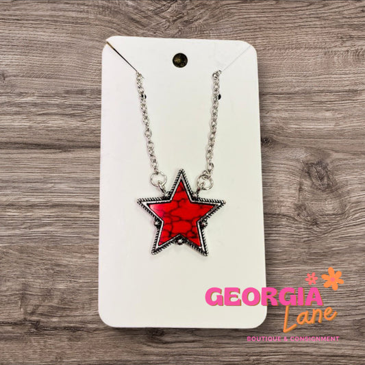 Western Red Star Necklace