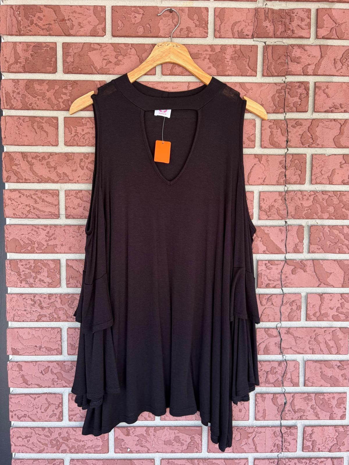 Wanna B black ruffle top
