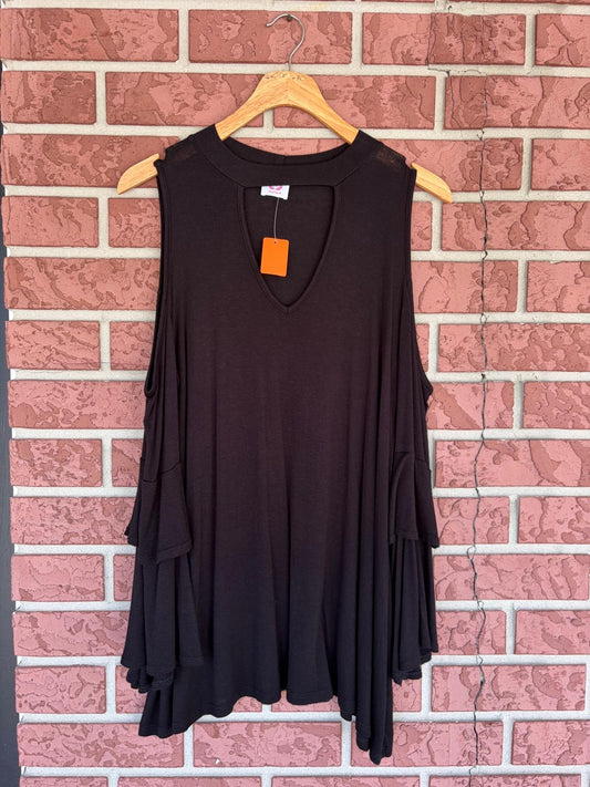 Wanna B black ruffle top