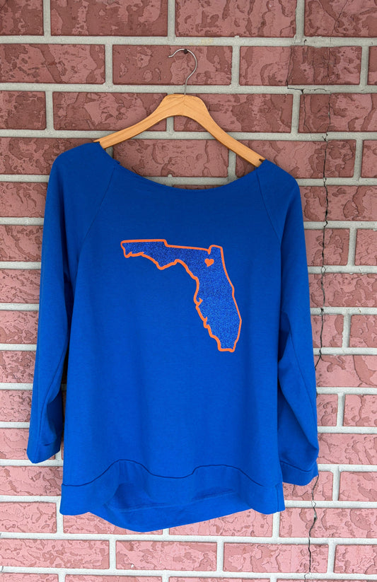 Next Level Blue and Orange Florida Sweatshirt