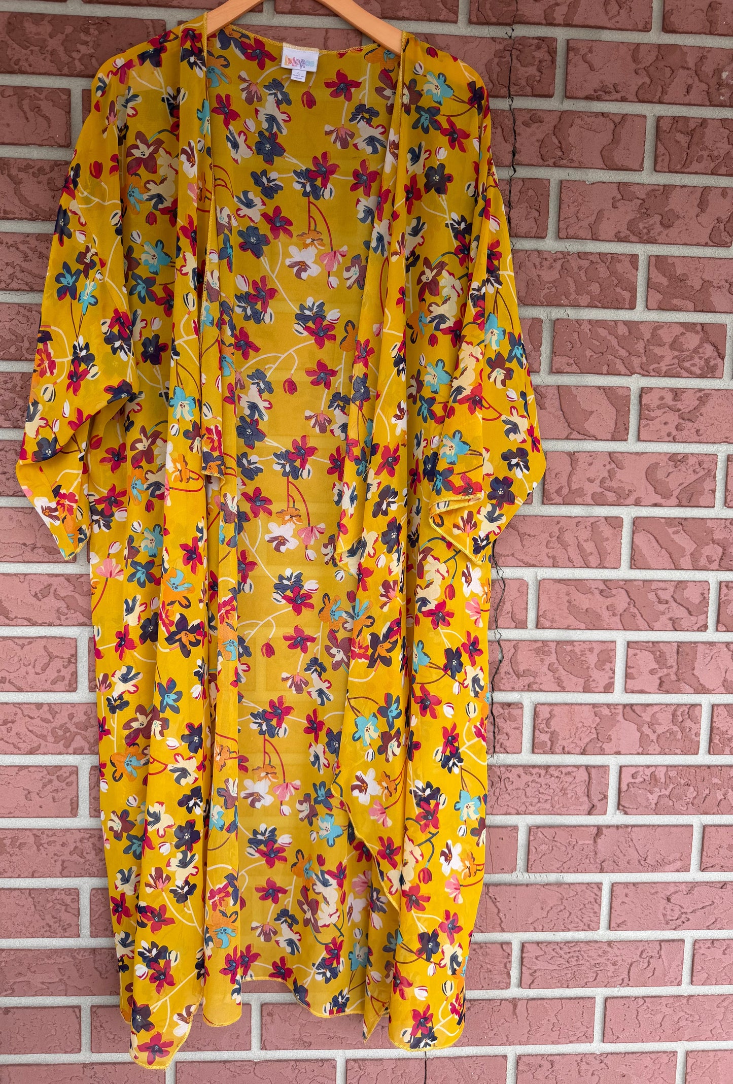 164 Lularoe floral duster mustard