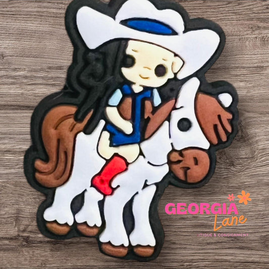 Rodeo cowgirl shoe charm