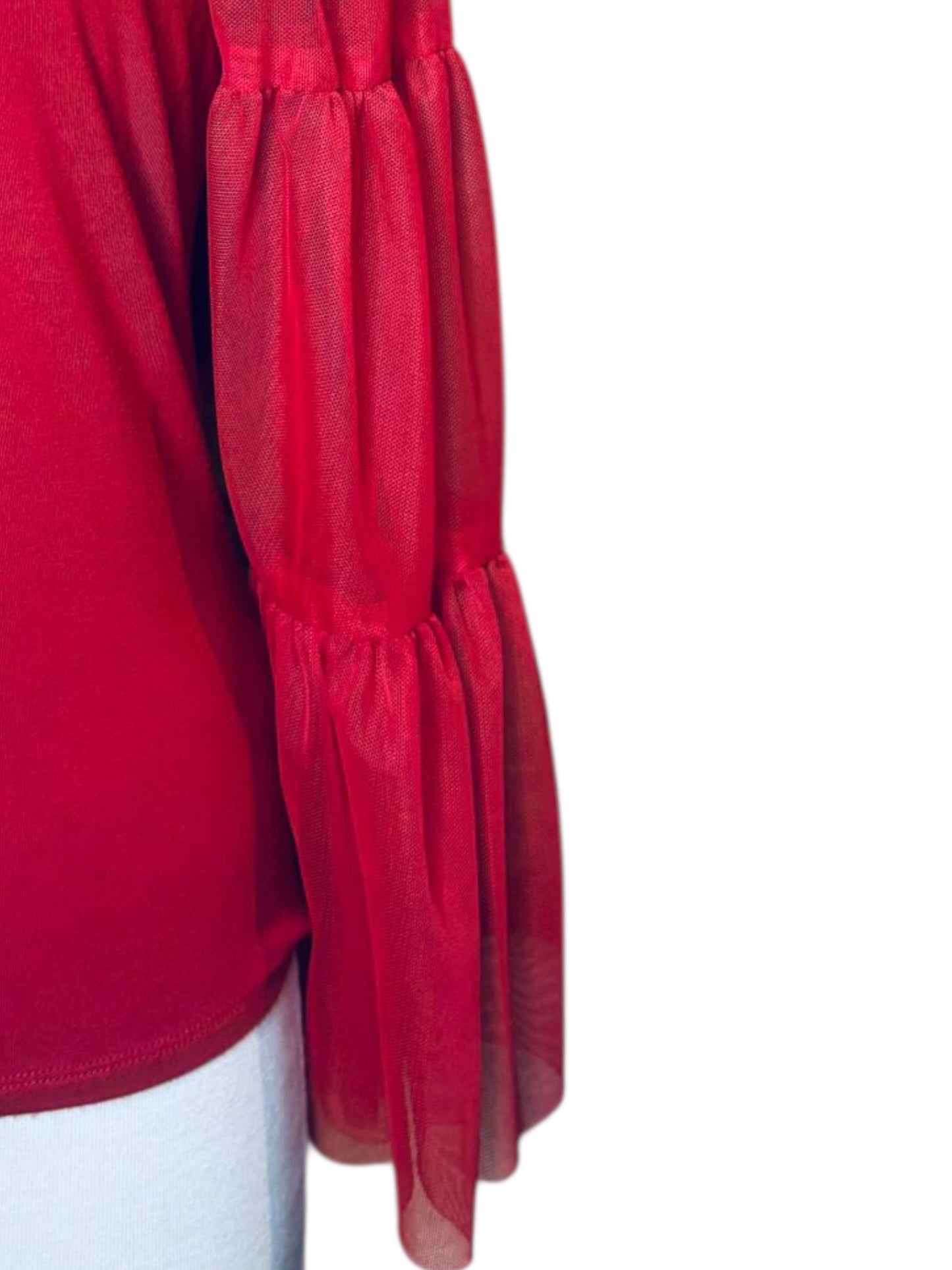 Vince Camuto sheer puff sleeve