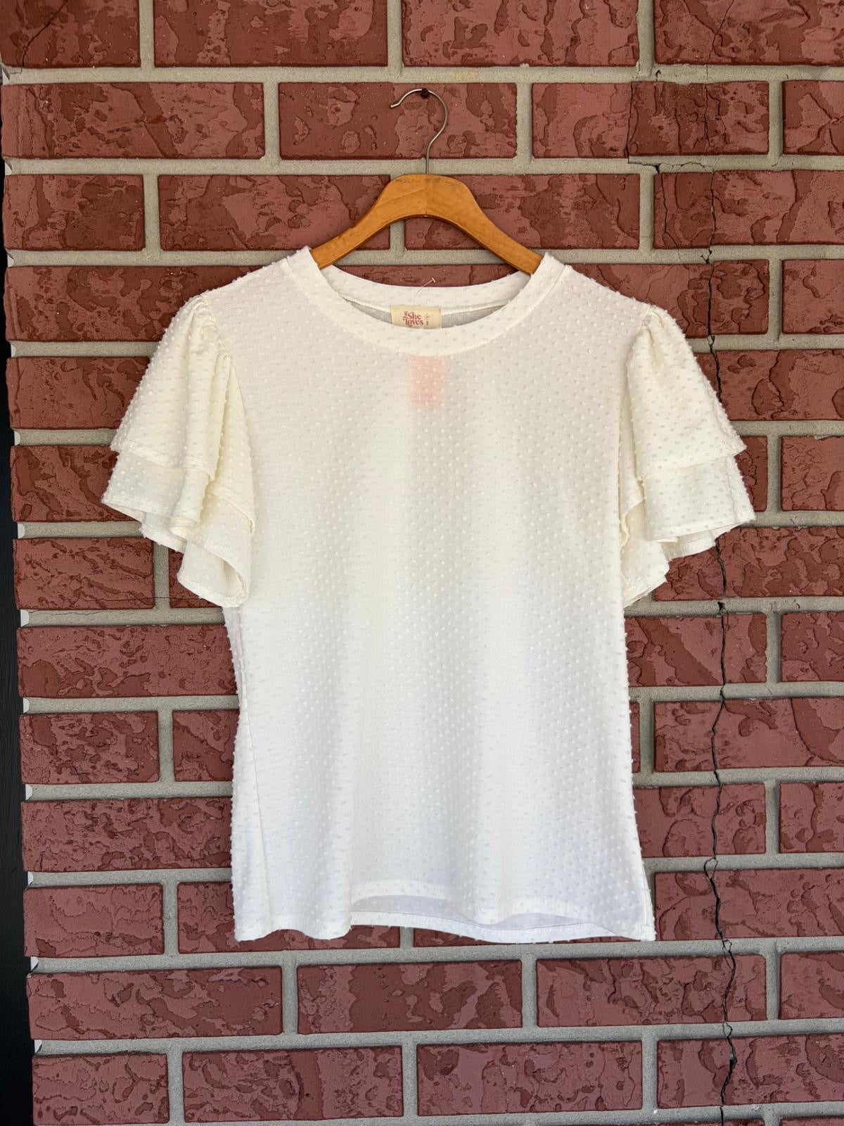 If She Loves White ruffle sleeves top