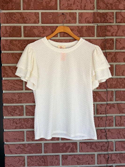 If She Loves White ruffle sleeves top