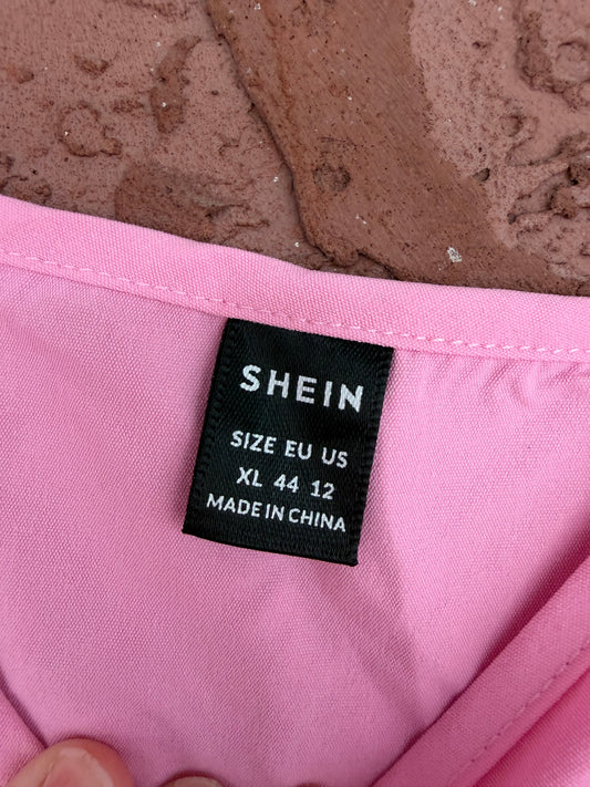 40015 SHEIN Pink Puff sleeve dress