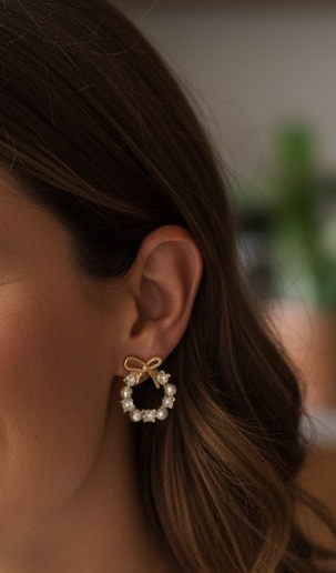 Wreath pearl earrings