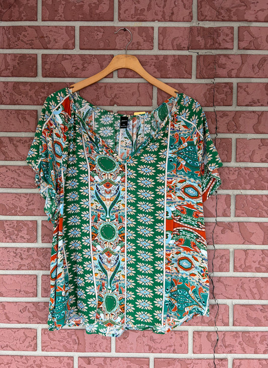 PANLEGE Green Multi Patterned Top