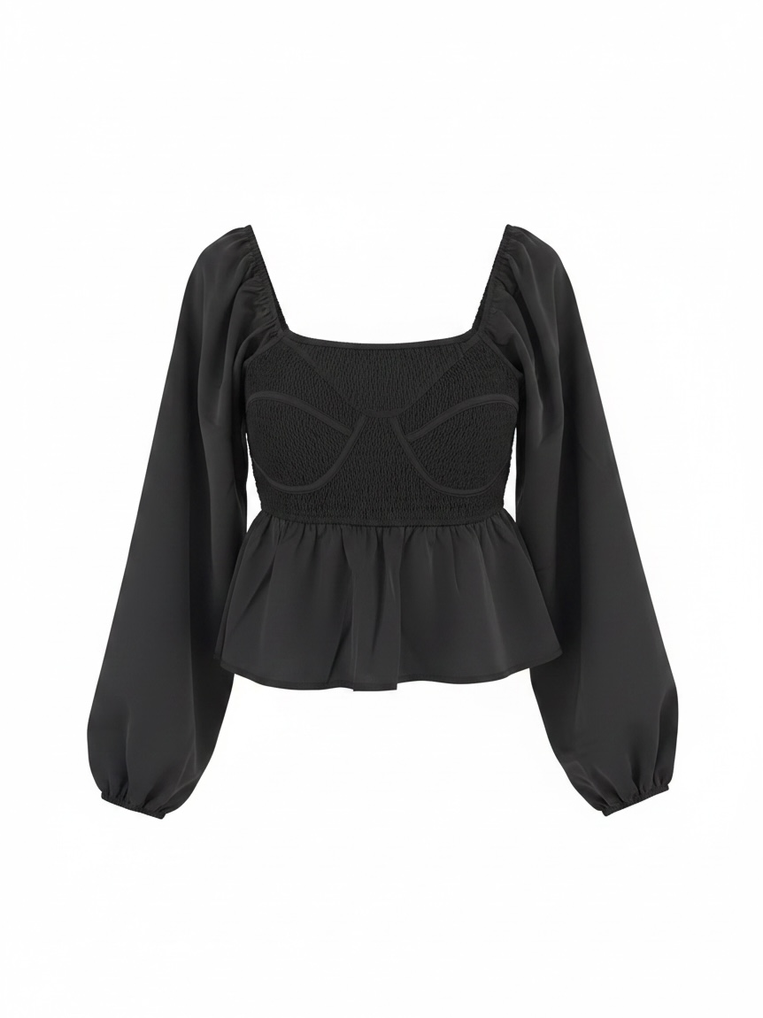 Black puff sleeves diva top