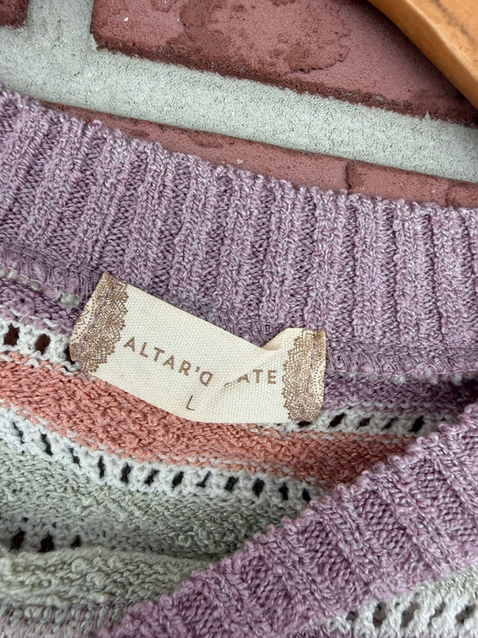 Altar’d State purple and green cropped sweater top