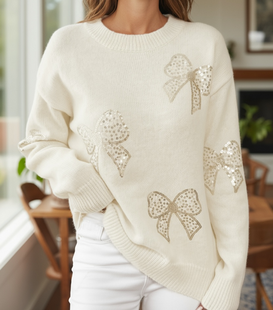 Shimmer bow sweater