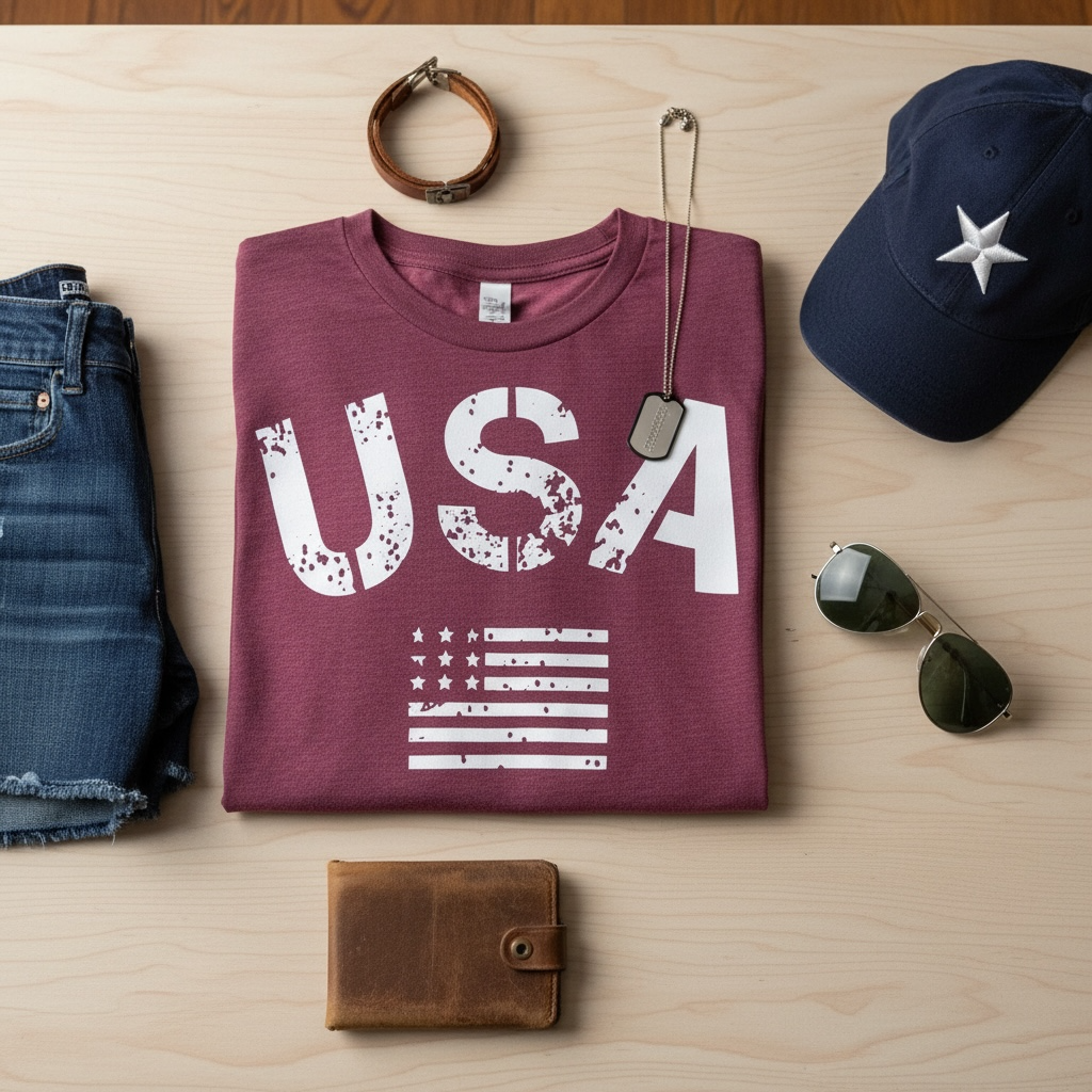 USA burgundy Tshirt