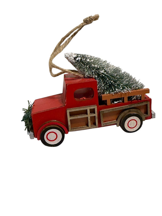Christmas tree red old truck ornaments