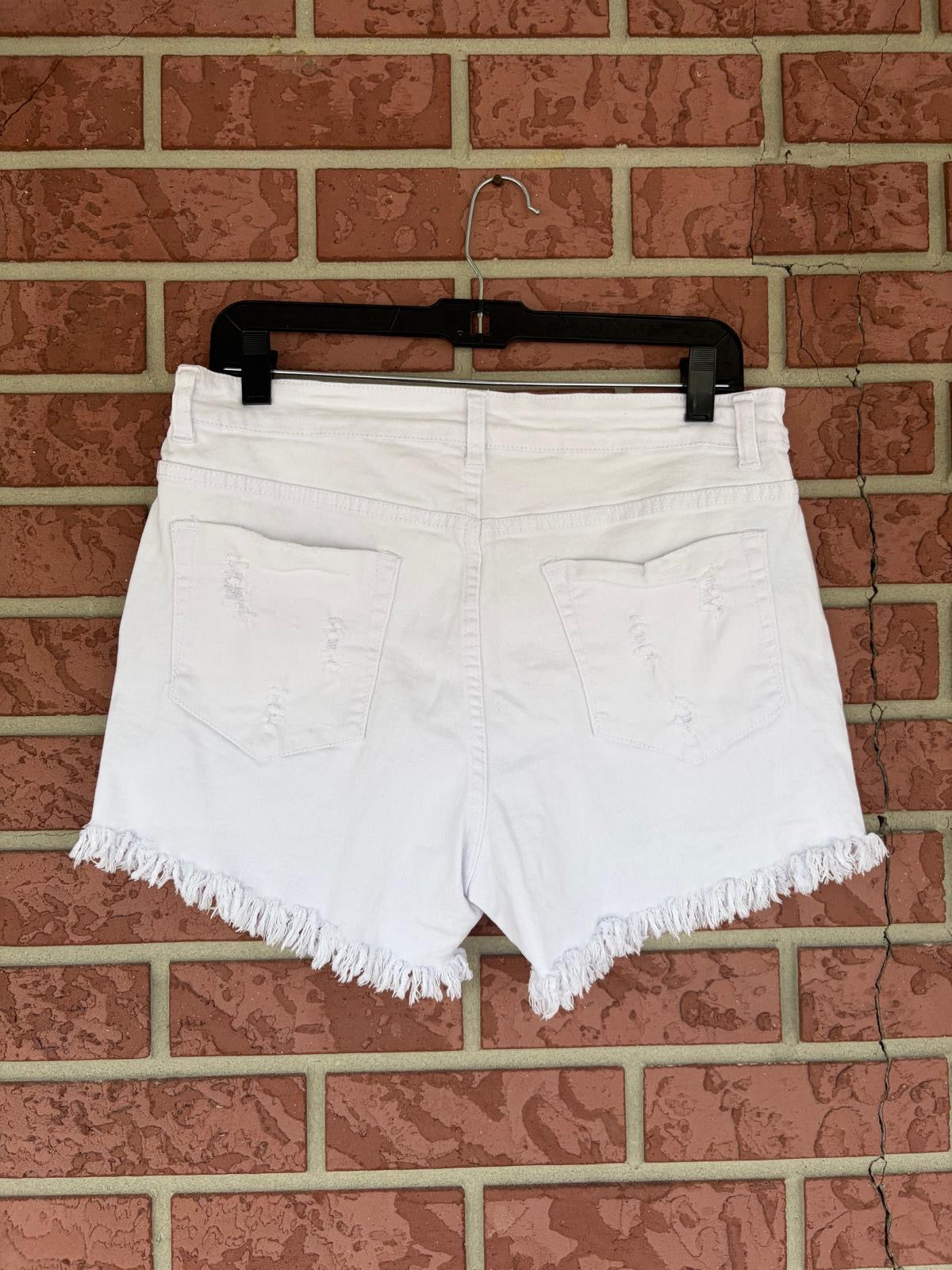 White fringe shorts