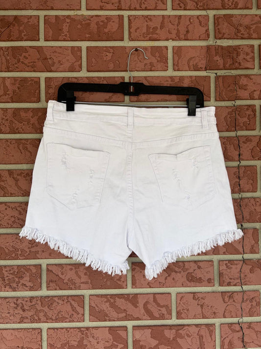 White fringe shorts