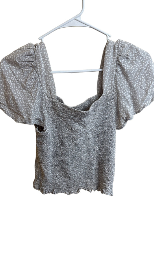 Japna puff sleeve cheetah top grey