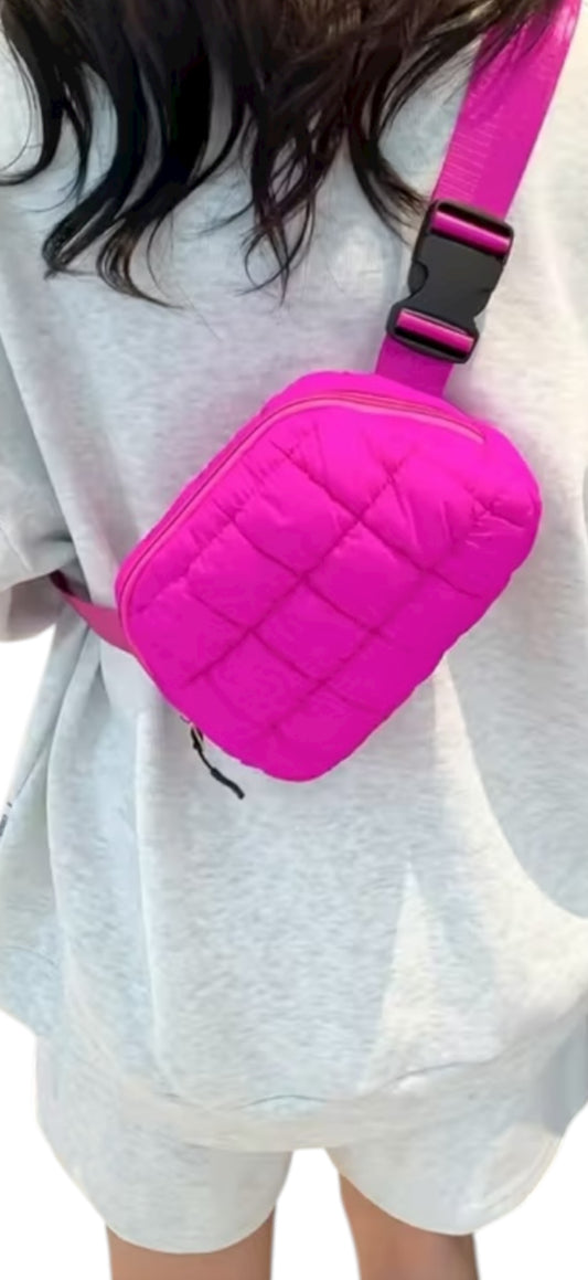 Quilted belted Hot Pink Bag