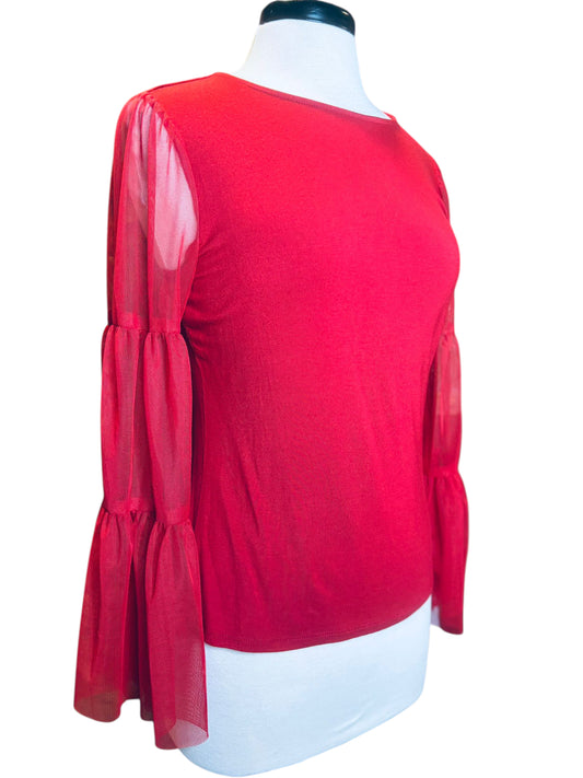 Vince Camuto sheer puff sleeve