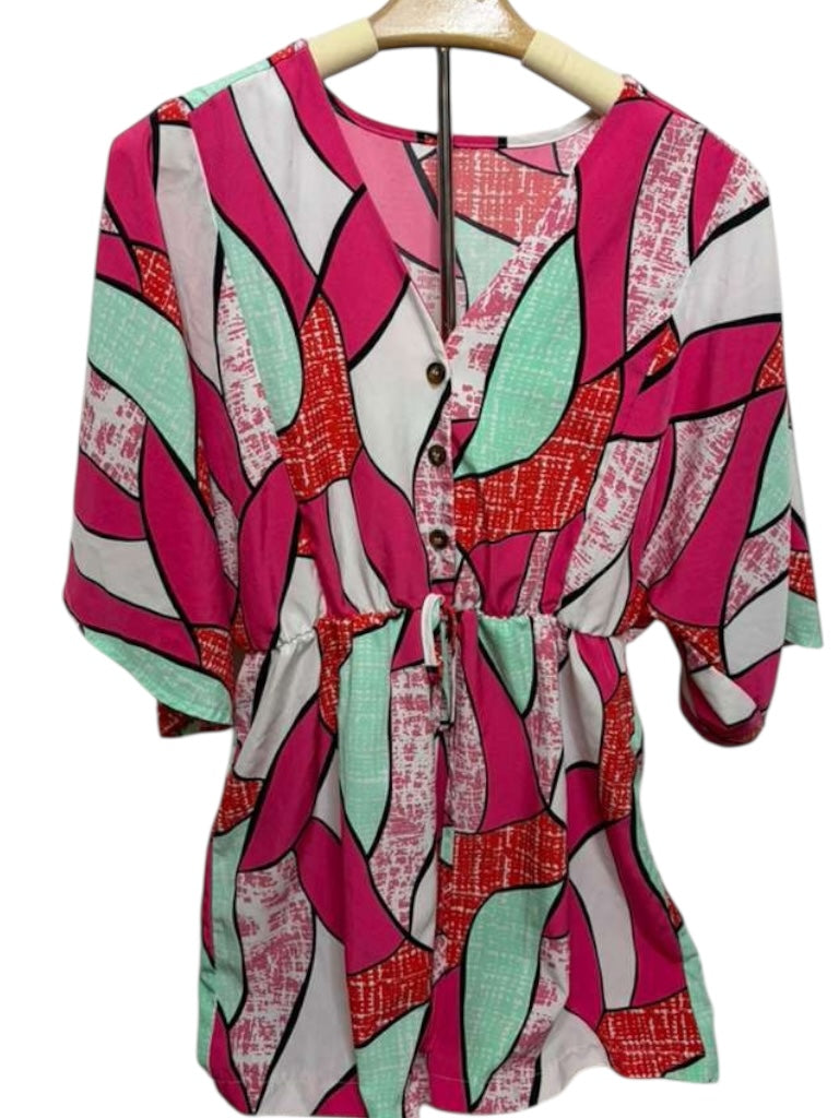 74 retro romper pink red