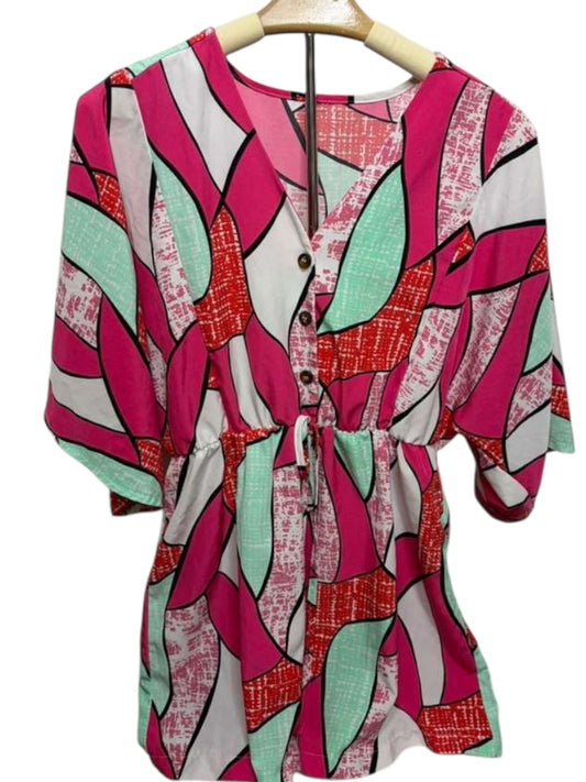 74 retro romper pink red