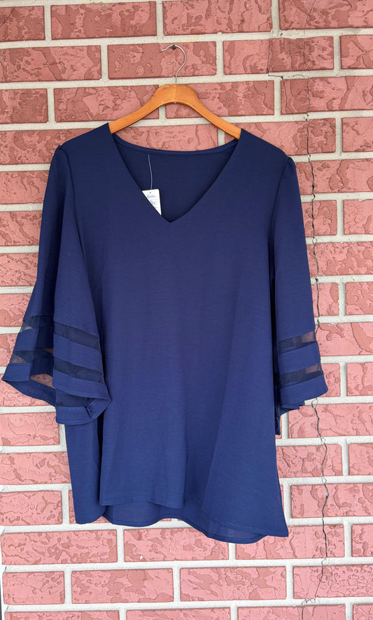 Navy Blue V-neck Top