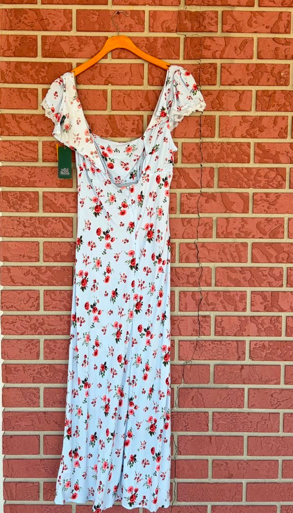 Wild Fable Blue Ruffle Rose Dress