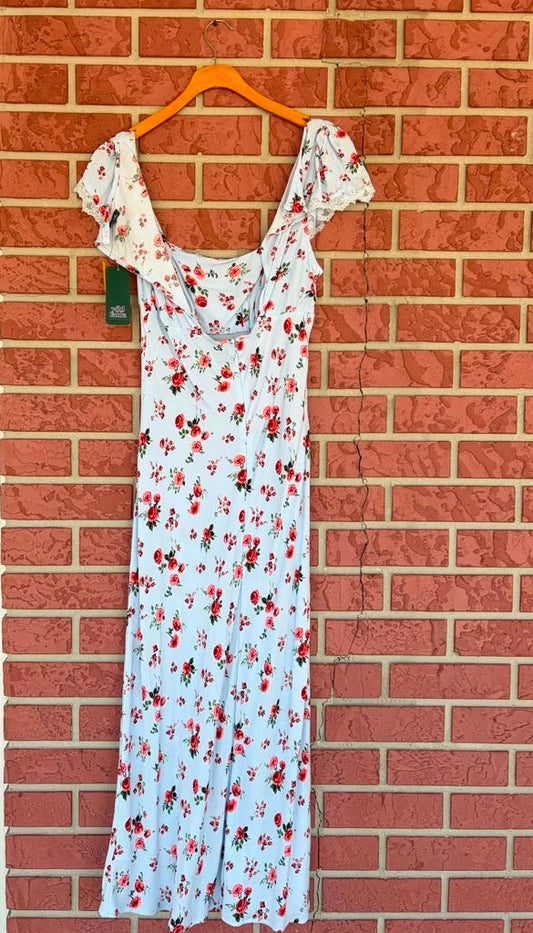 Wild Fable Blue Ruffle Rose Dress